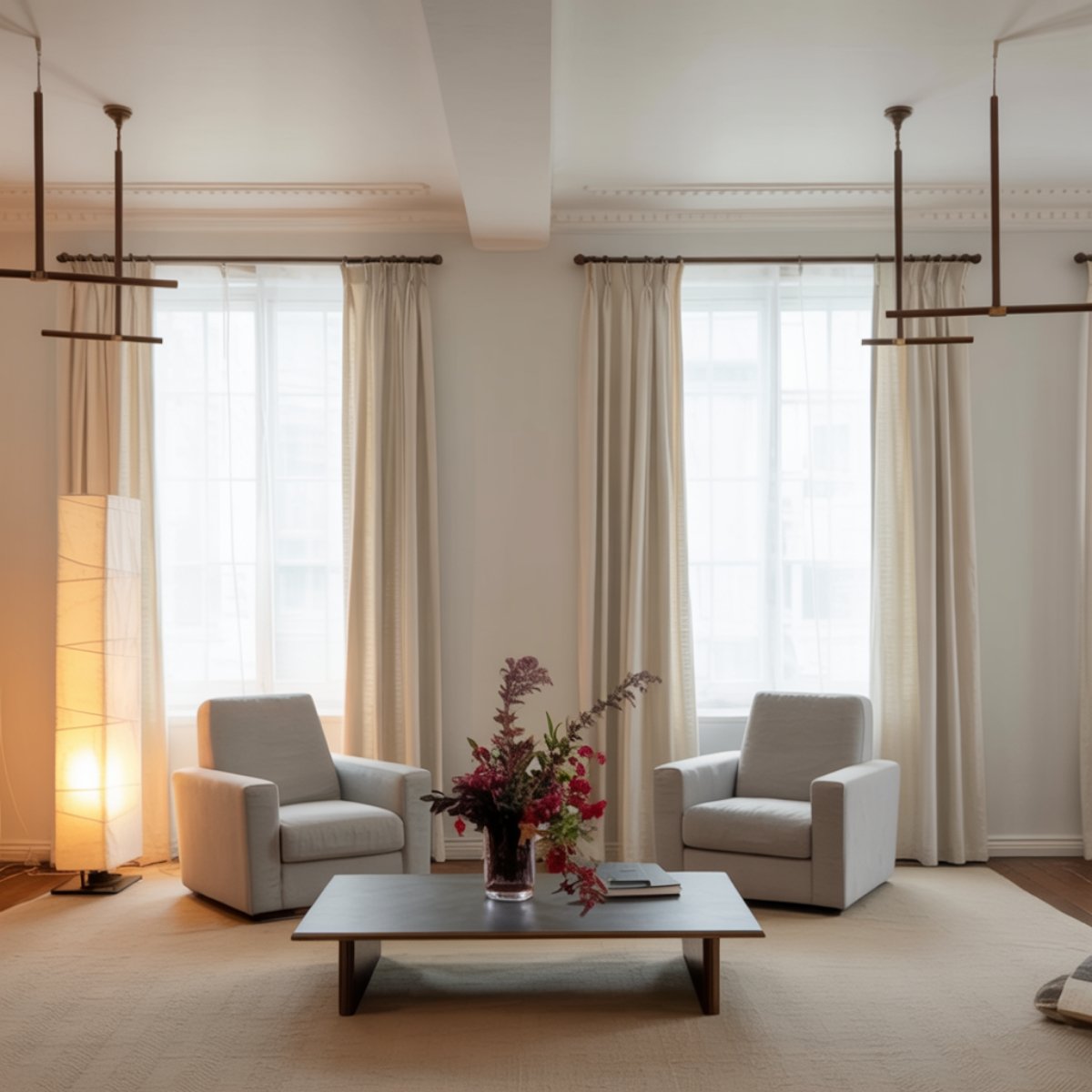 Natural Linen Pleated Blackout Solid Curtains Custom Modern Drapes