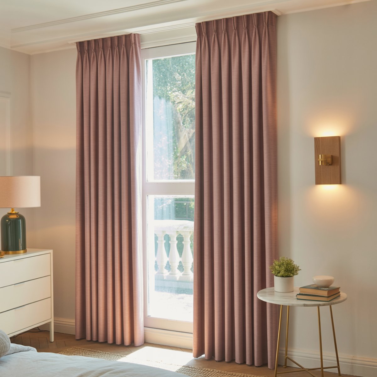 Natural Linen Pleated Blackout Solid Curtains Custom Modern Drapes