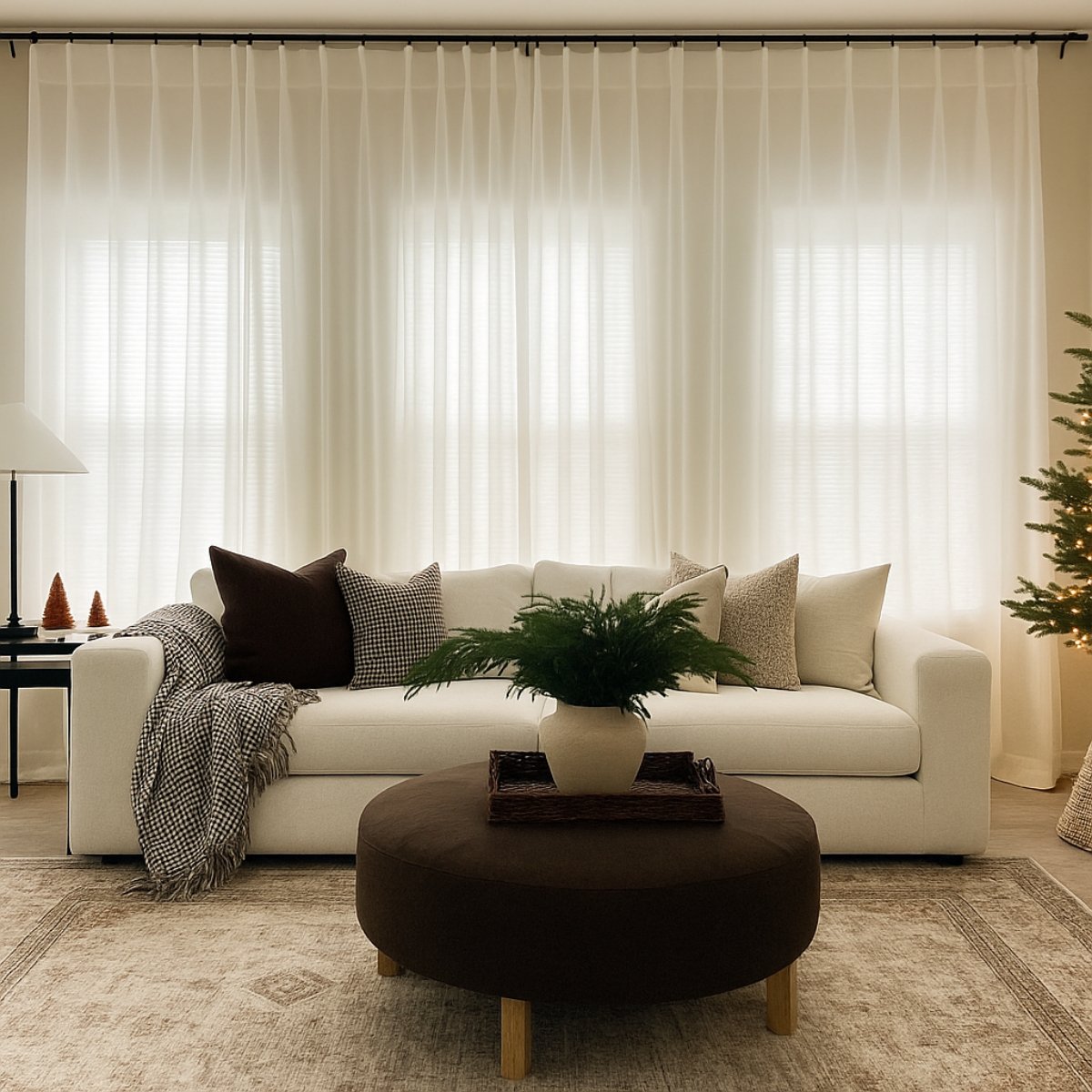 Solid Voile Sheer Pleated Curtains Lightweight Elegant Drapes