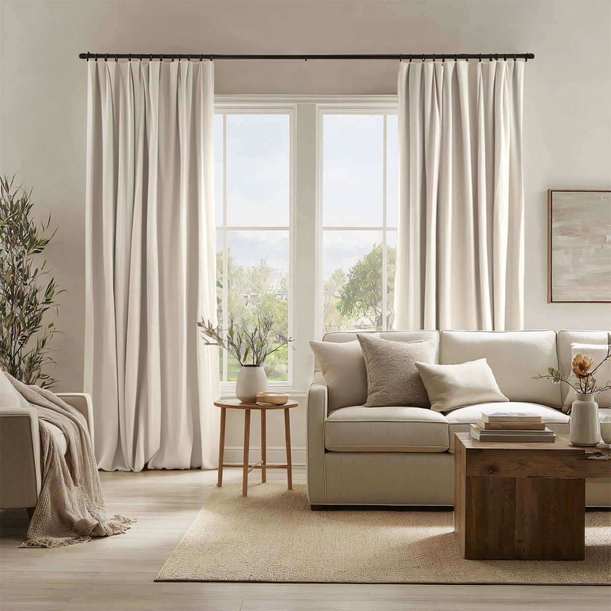 Velvet Blackout Pleated Curtains Soft Top