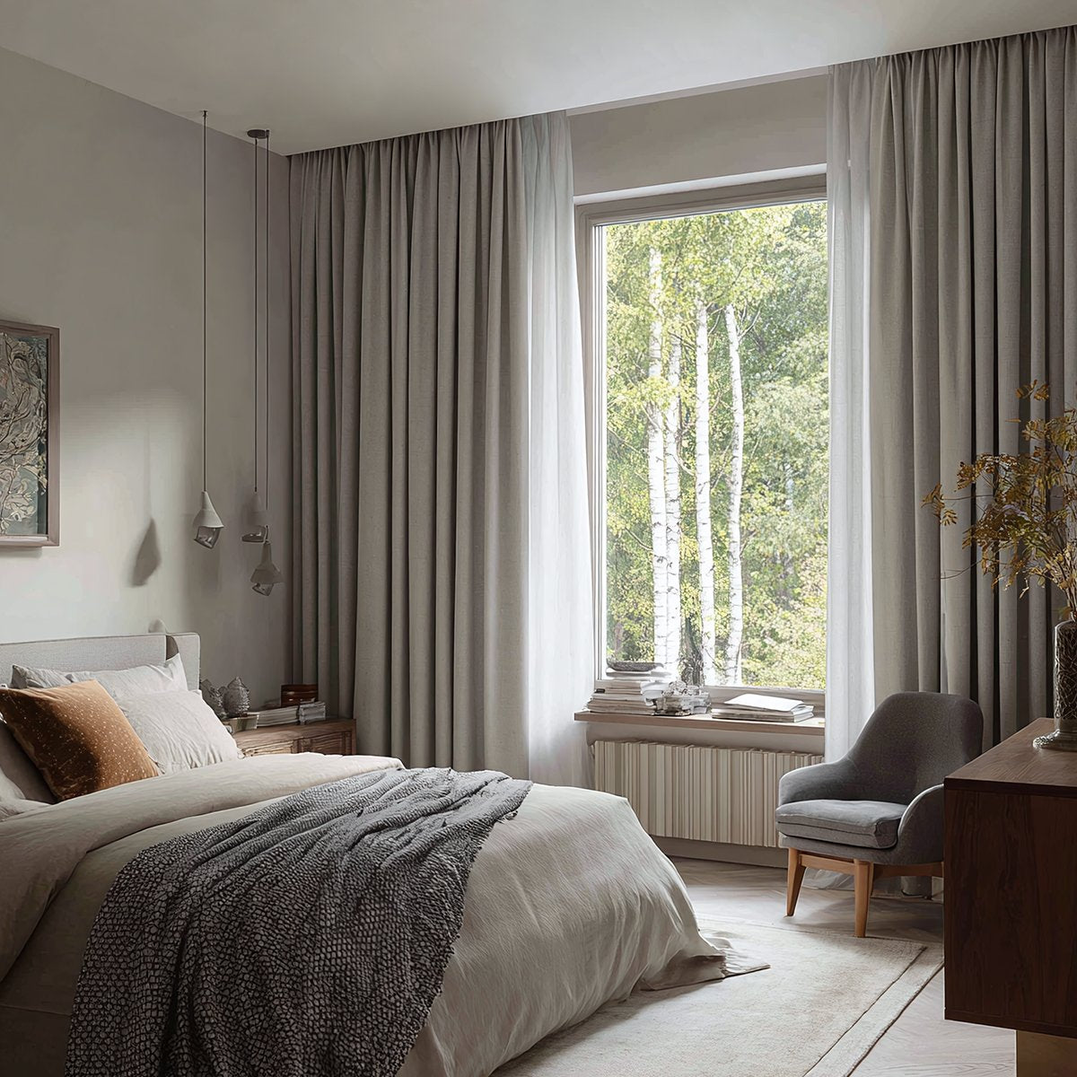 Luxury Linen Cotton Pleated Living Room Decorative Curtains
