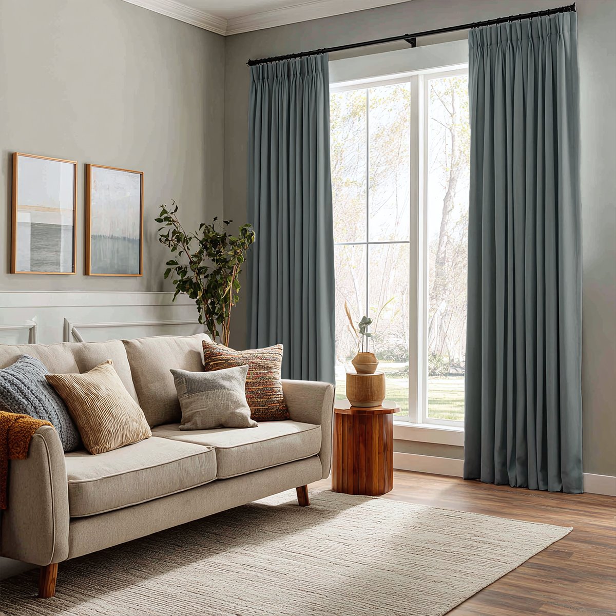 Heavyweight Cotton Drapery Blackout Pleated Curtain