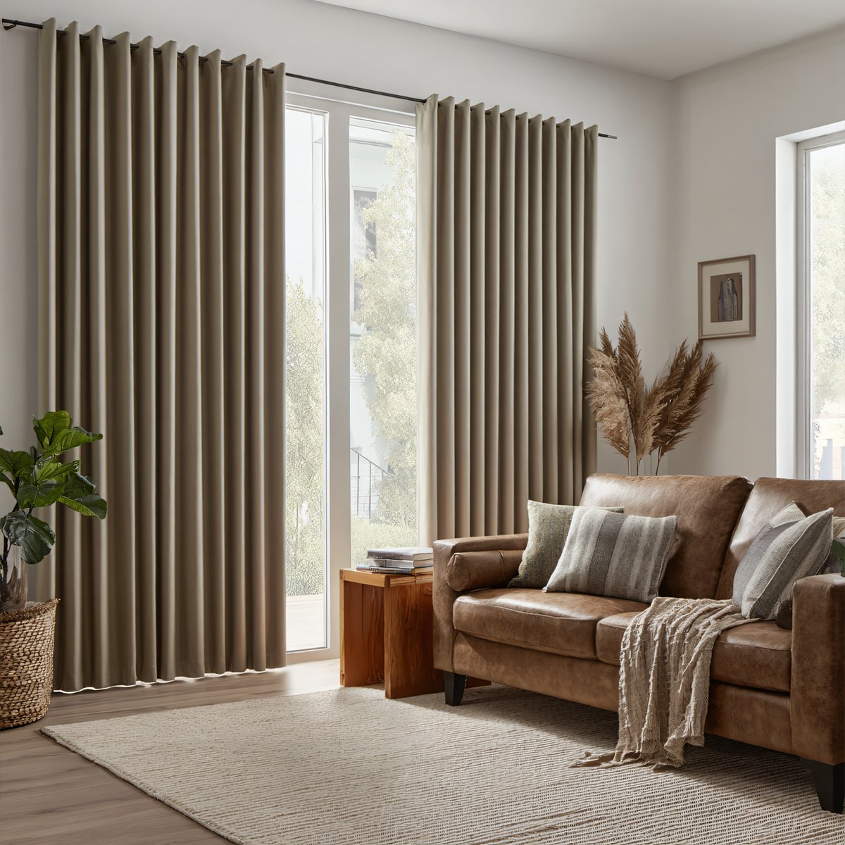 Velvet Blackout Pleated Curtains Grommet