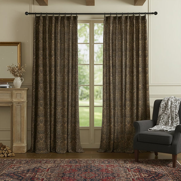 Baroque Printed Damask Linen Curtains