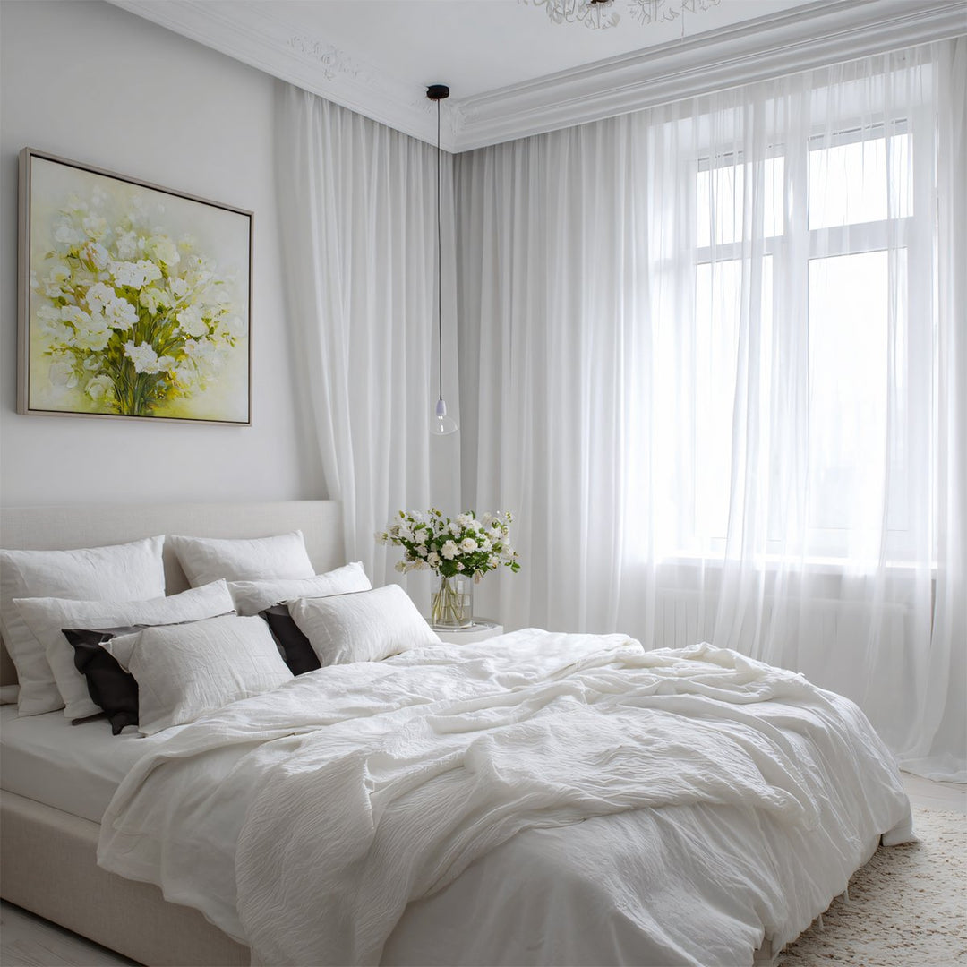 Gossamer White Semi Sheer Curtain Soft Top