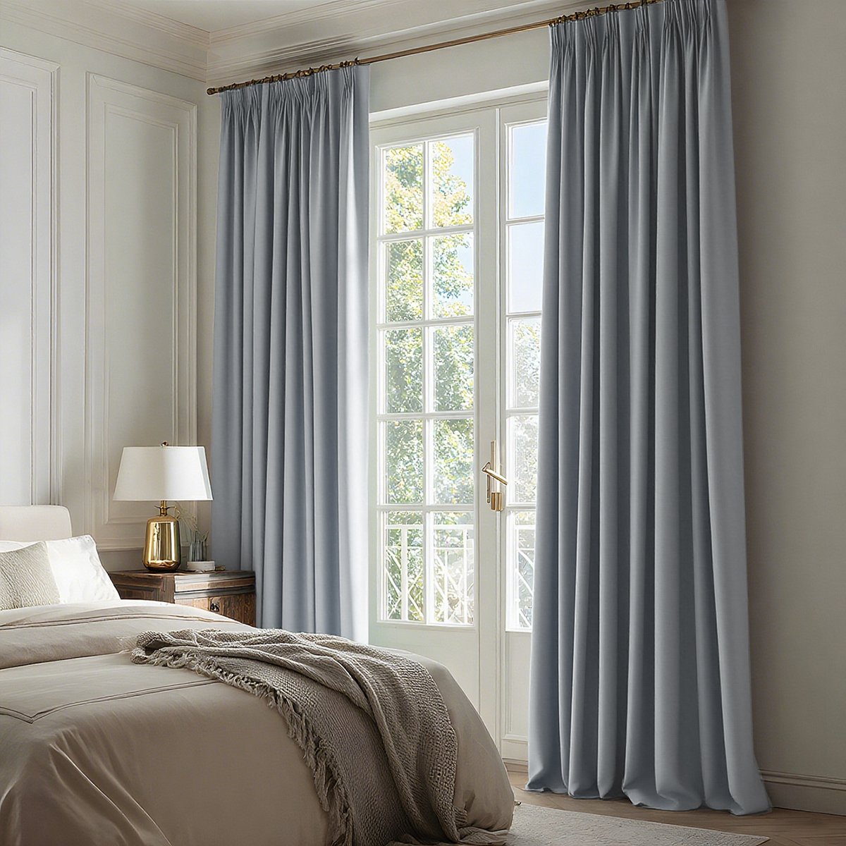 Cotton Pleated Blackout Curtains For Living Room Bedroom