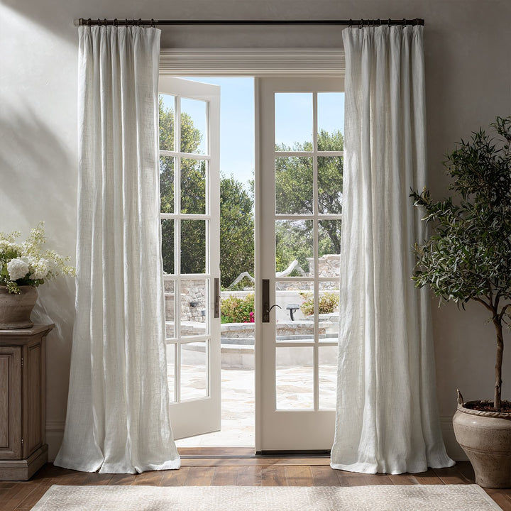 Tow Natural Linen-Cotton Blend Pleated Curtains