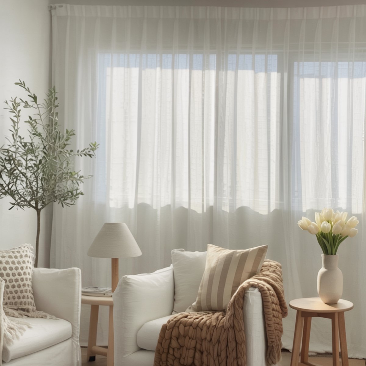 100% European Flax Linen Sheer Curtain Soft Pleated Style