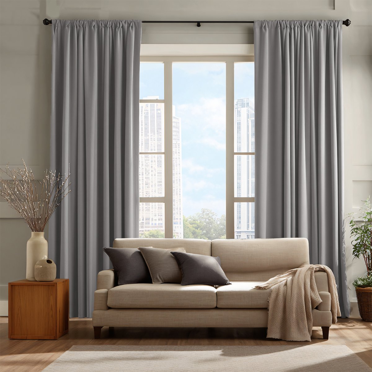 Velvet Blackout Pleated Curtains Soft Top