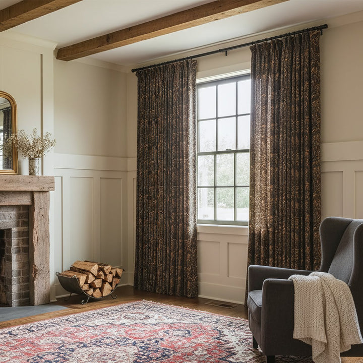 Baroque Printed Damask Linen Curtains
