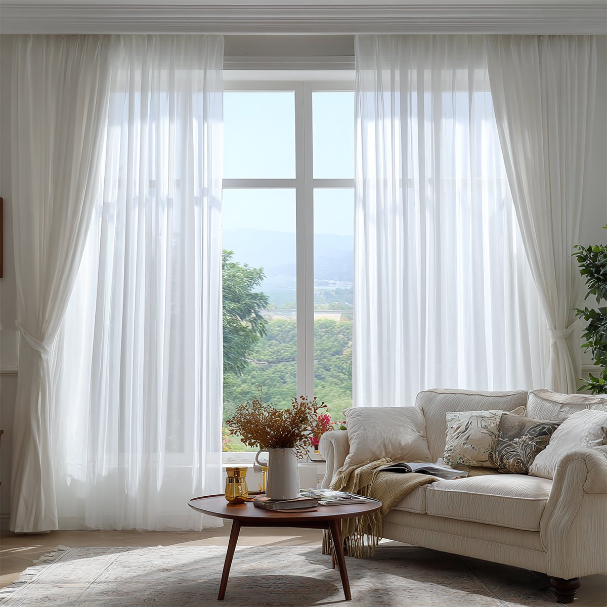 White Tulle Bedroom Living Room Curtains Soft Top