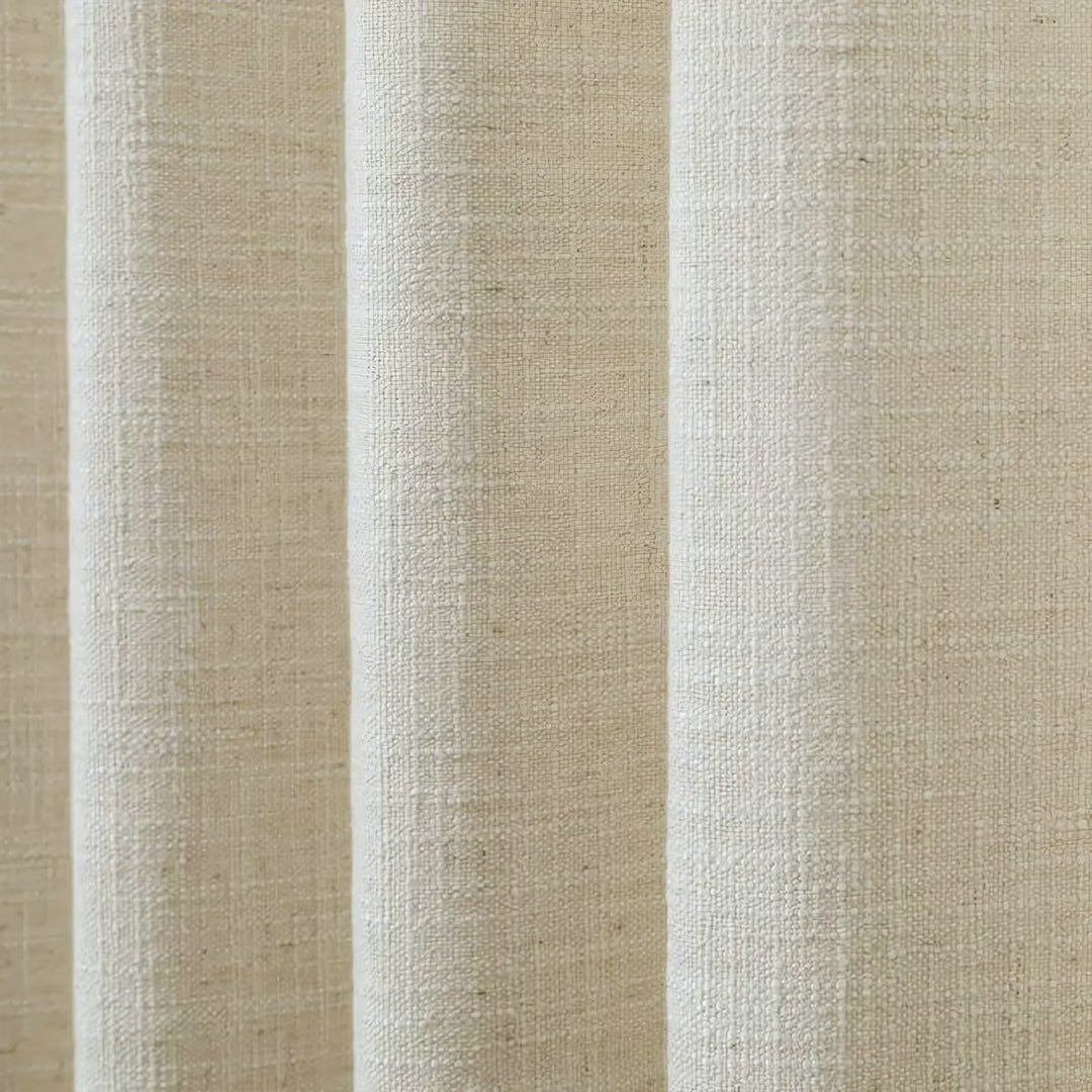 Thrum Linen Draped Living Room Blackout Curtains