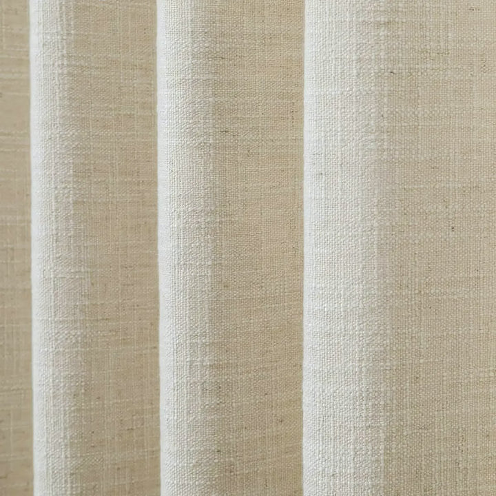 Thrum Linen Draped Living Room Blackout Curtains