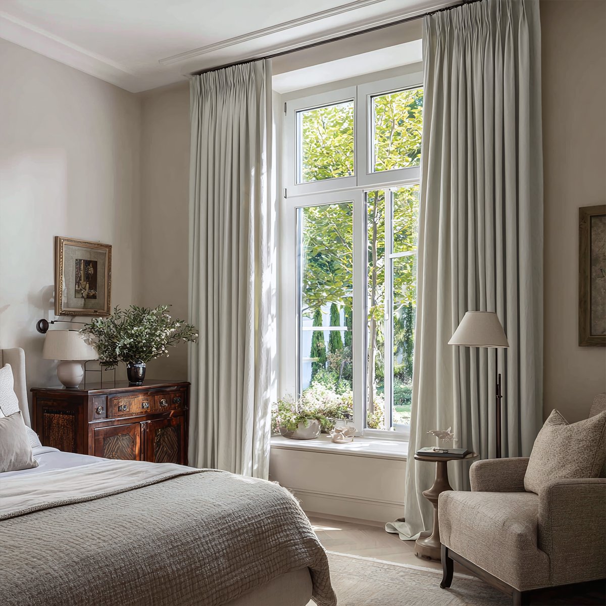 Heavyweight Cotton Drapery Blackout Pleated Curtain