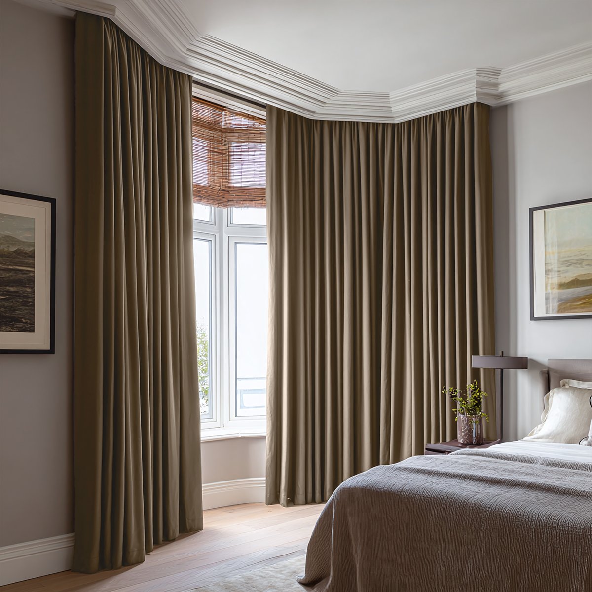 Linen Draped Living Room Blackout Curtains
