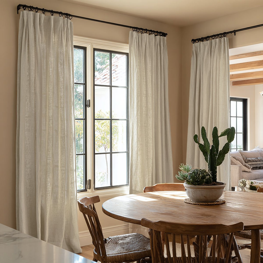 Tow Natural Linen-Cotton Blend Pleated Curtains