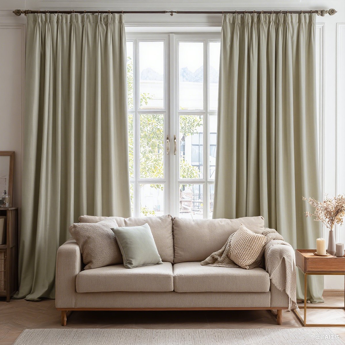 Heavyweight Cotton Drapery Blackout Pleated Curtain