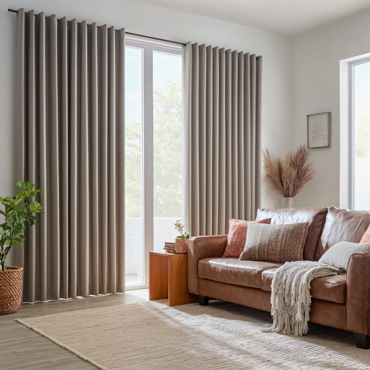 Velvet Blackout Pleated Curtains Grommet