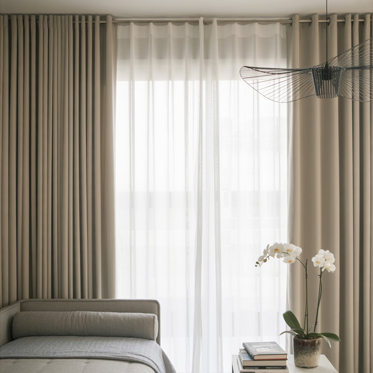 Cotton And Linen Texture Full Light-Proof Strong Sound Insulation Sun-Proof Shading Living Room Curtains