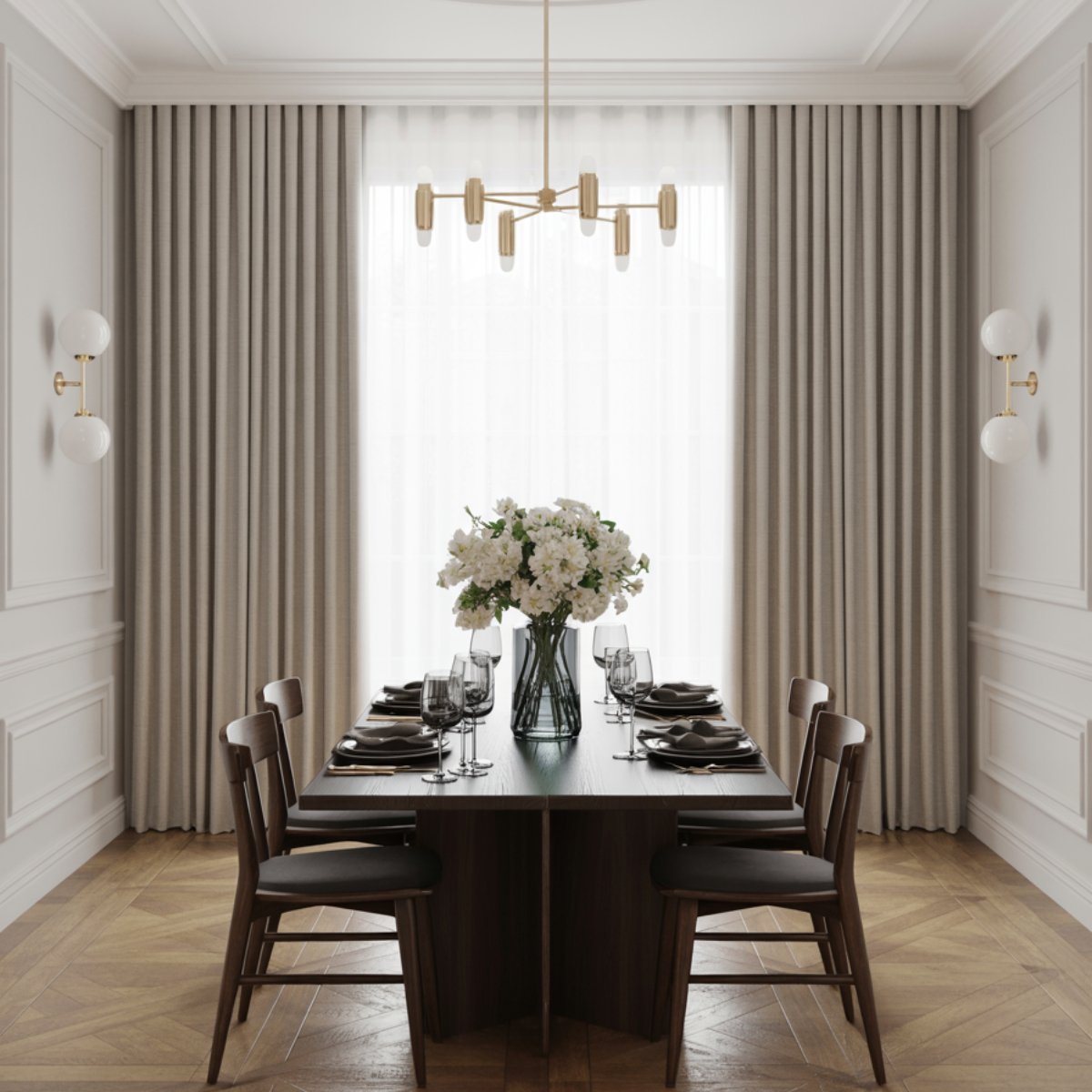 Premium Herringbone Pattern Custom Pleated Curtains