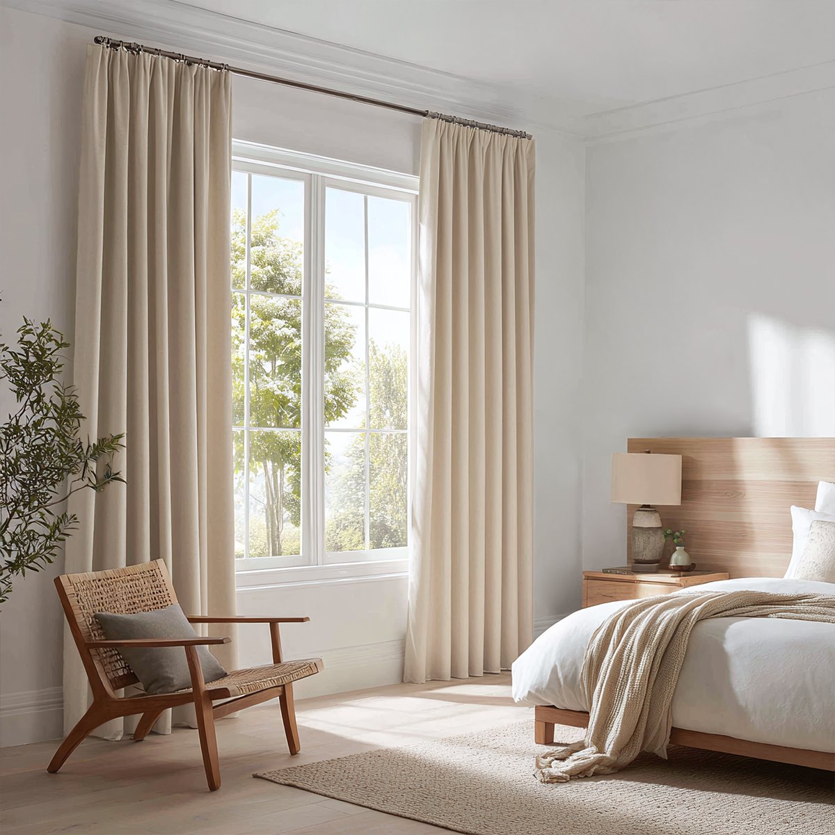 Heavyweight Cotton Drapery Blackout Pleated Curtain