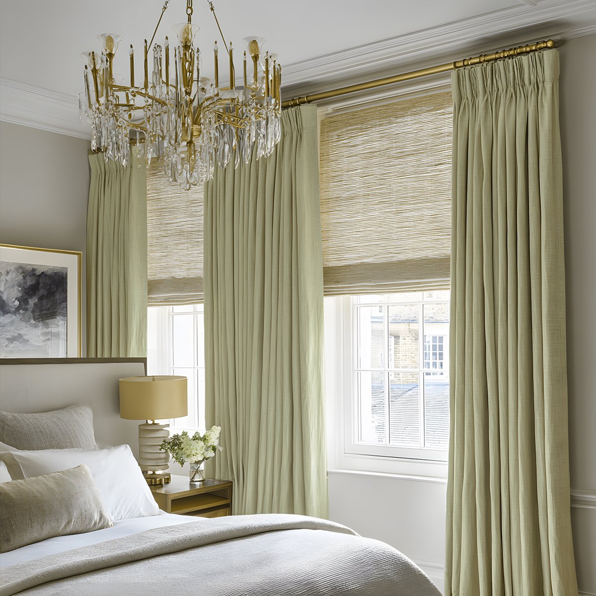 Belgian Linen Pleated Blackout Curtains For Living Room And Bedroom