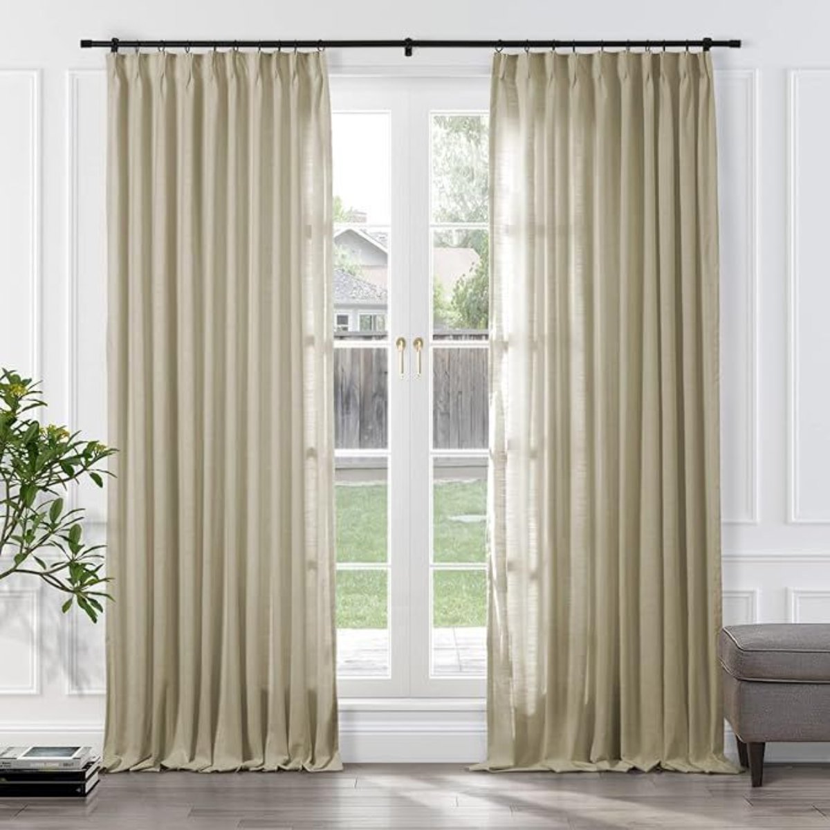 Canvas Linen Pleated Blackout Curtains Heavyweight Elegant Custom Modern Solid Drapes