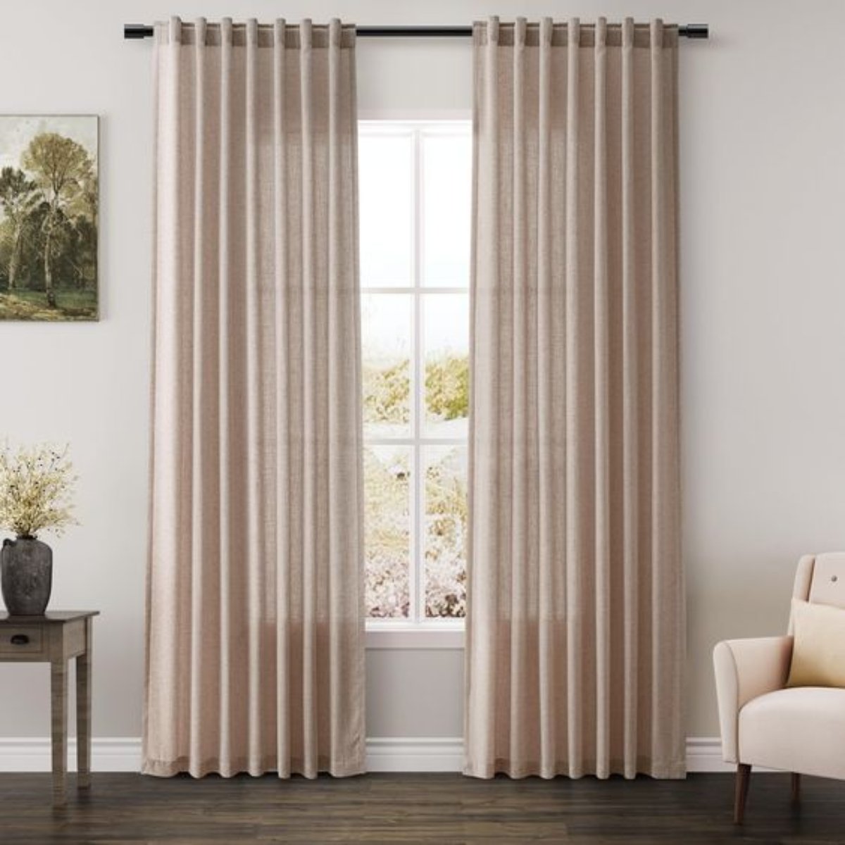 Canvas Linen Pleated Blackout Curtains Heavyweight Elegant Custom Modern Solid Drapes