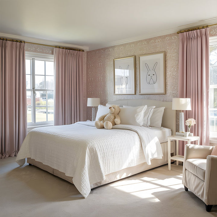Celeste Cotton Pleated Blackout Curtains For Living Room Bedroom