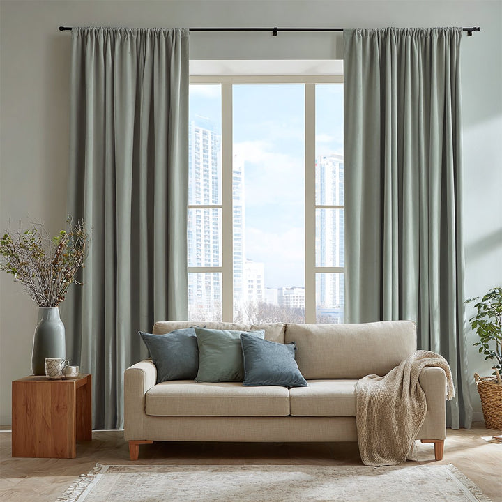 Celeste Cotton Pleated Blackout Curtains For Living Room Bedroom Soft Top