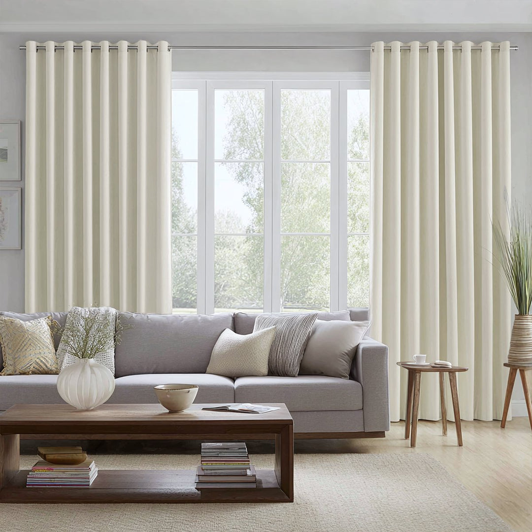 Thrum Linen Draped Living Room Blackout Curtains Grommet