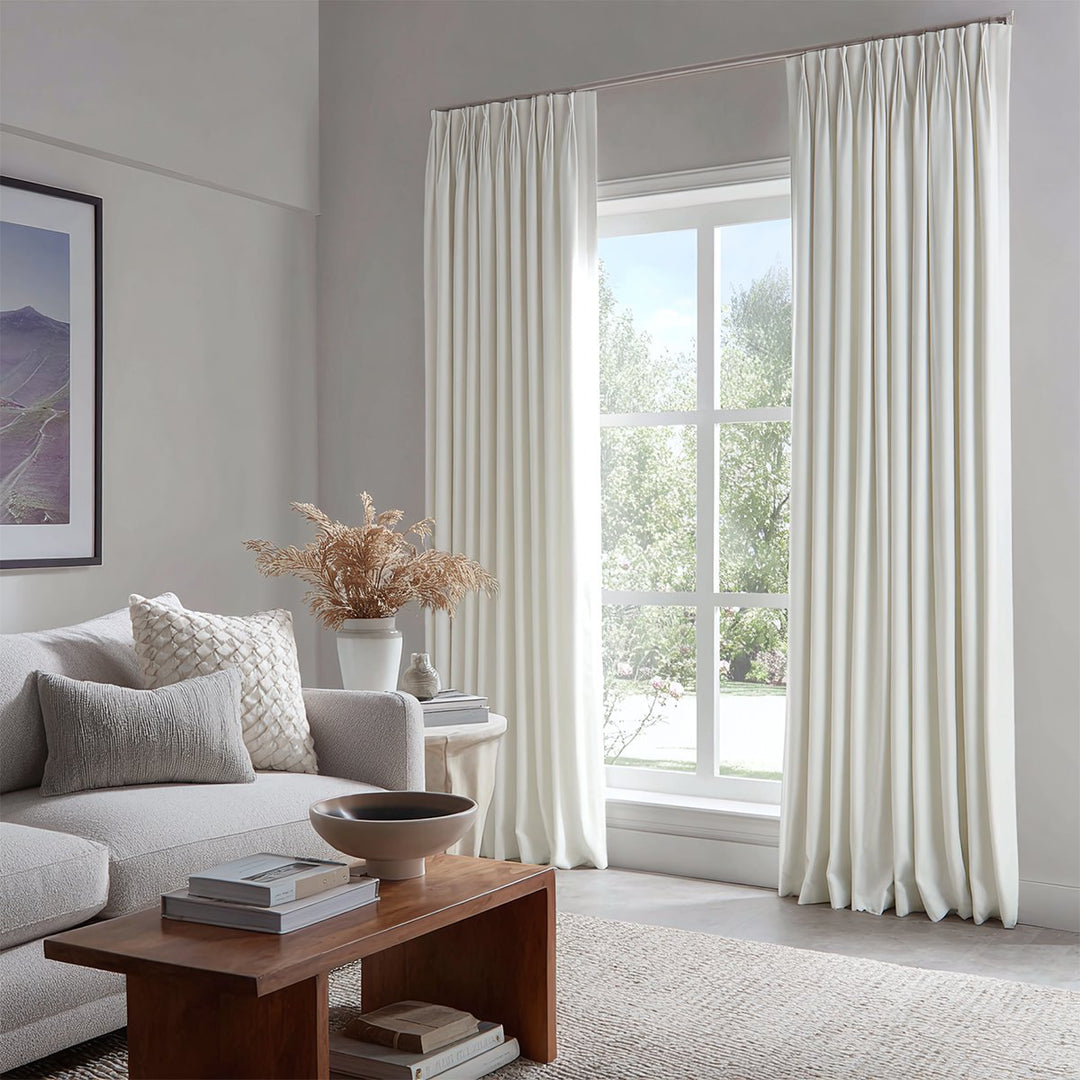 Thrum Linen Draped Living Room Blackout Curtains Soft Top