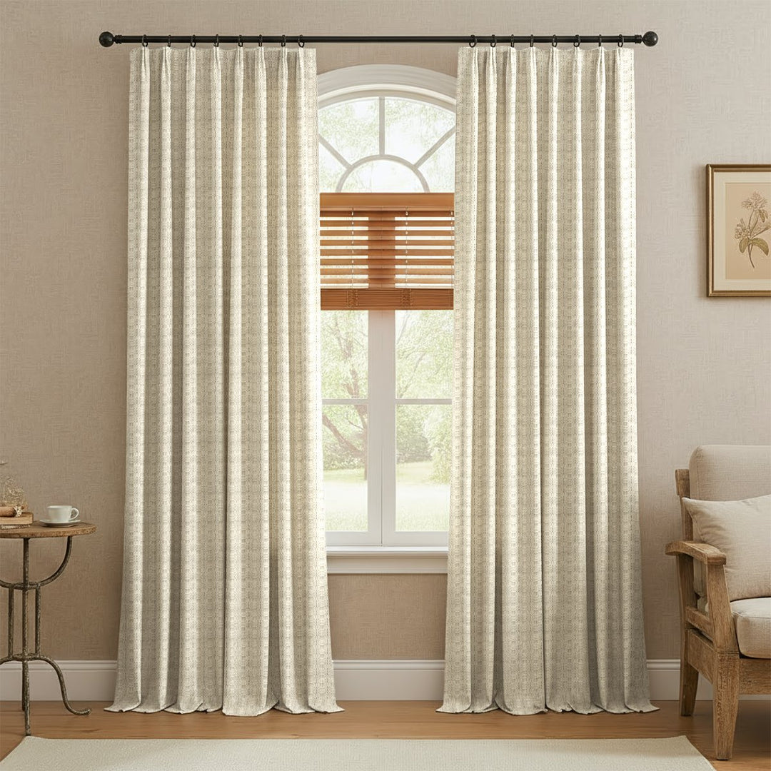 Prism Geometric Patterned Linen Blackout Thermal Curtains