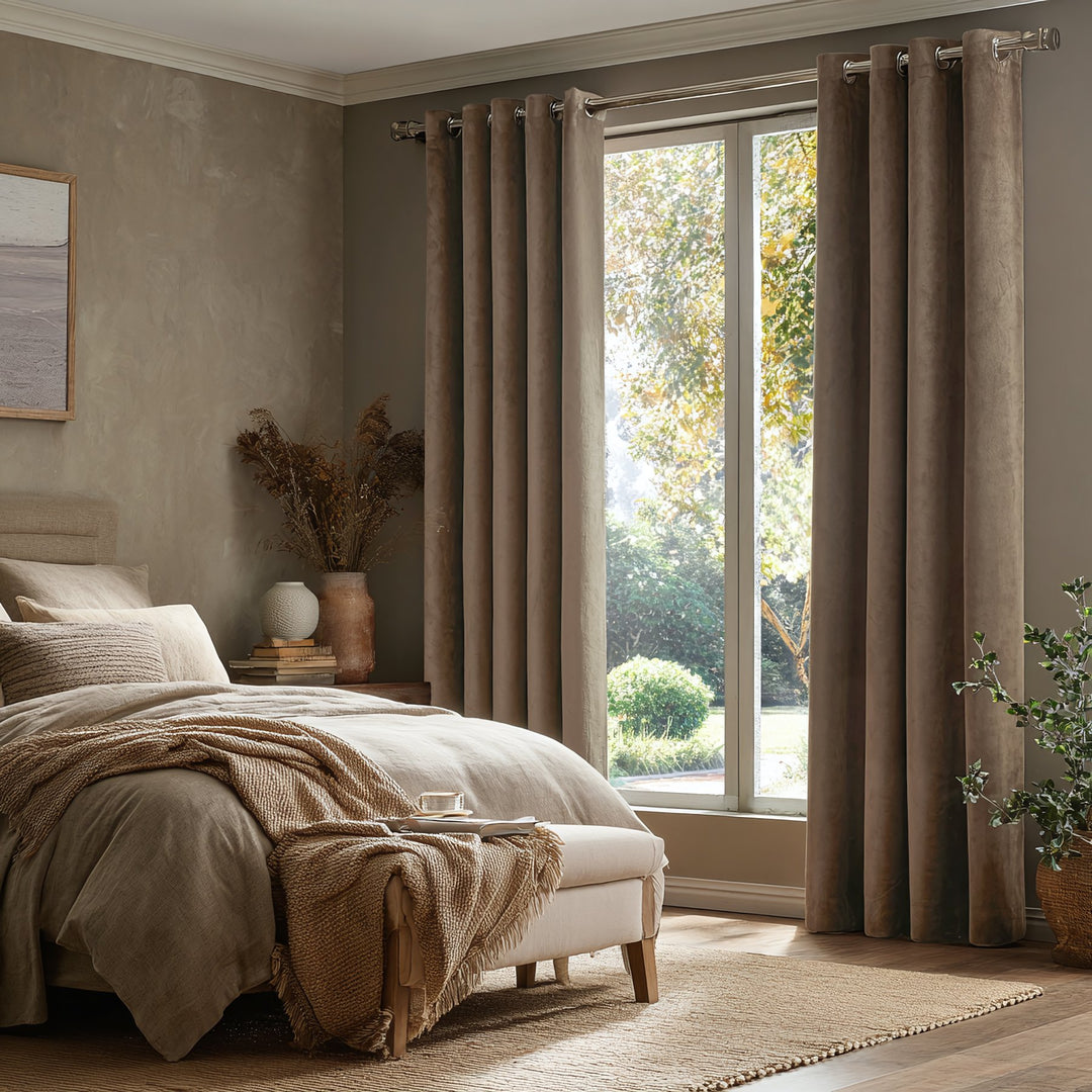 Nest Elegant Velvet Pleated Living Room Bedroom Curtains Grommet