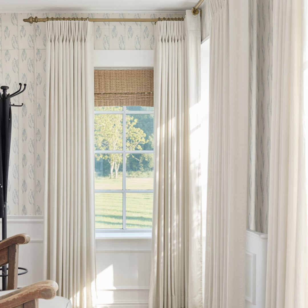 Linum Natural Linen Pleated Blackout Solid Curtains Custom Modern Drapes