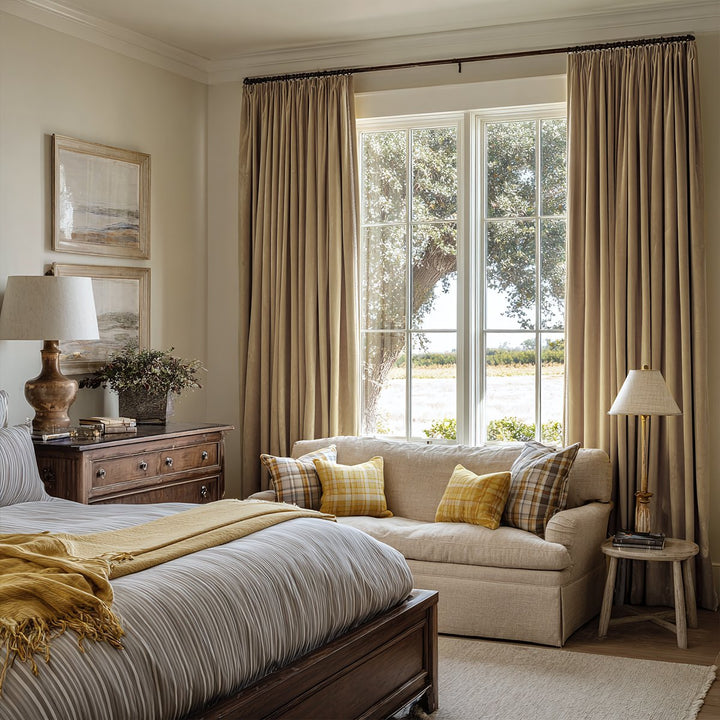 Bulgari Cotton-Linen Textured Blackout And Soundproof Window Curtains