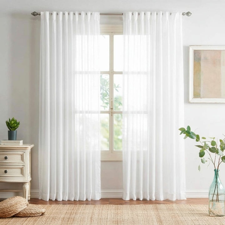 Solid Voile Sheer Pleated Curtains Lightweight Elegant Drapes