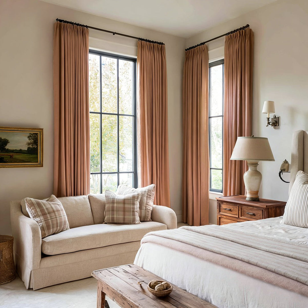 Eclipse 100% Blackout Linen Textured Pleated Curtains