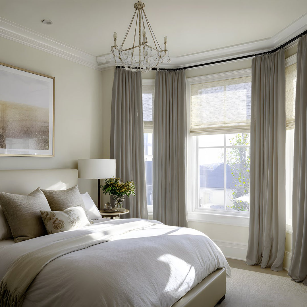 Vestige Belgian Linen Pleated Blackout Curtains For Living Room And Bedroom