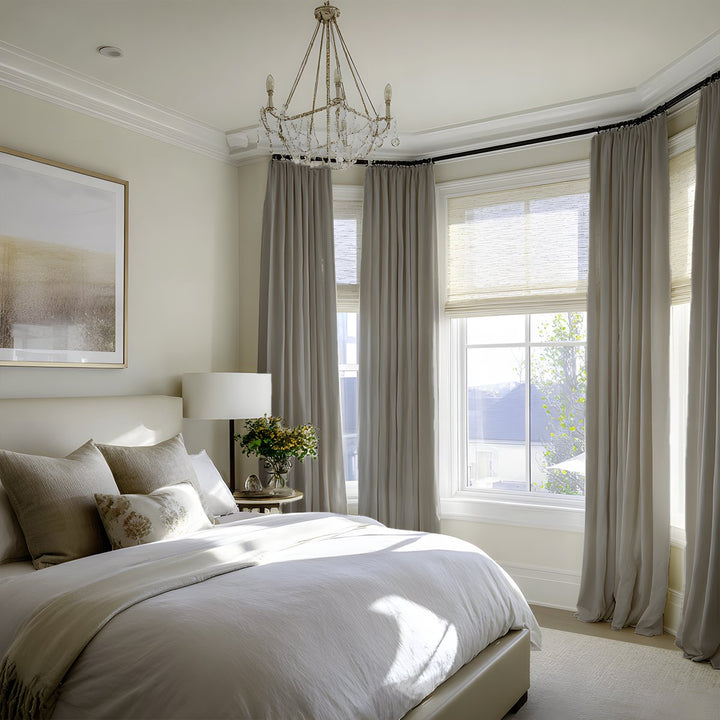 Vestige Belgian Linen Pleated Blackout Curtains For Living Room And Bedroom