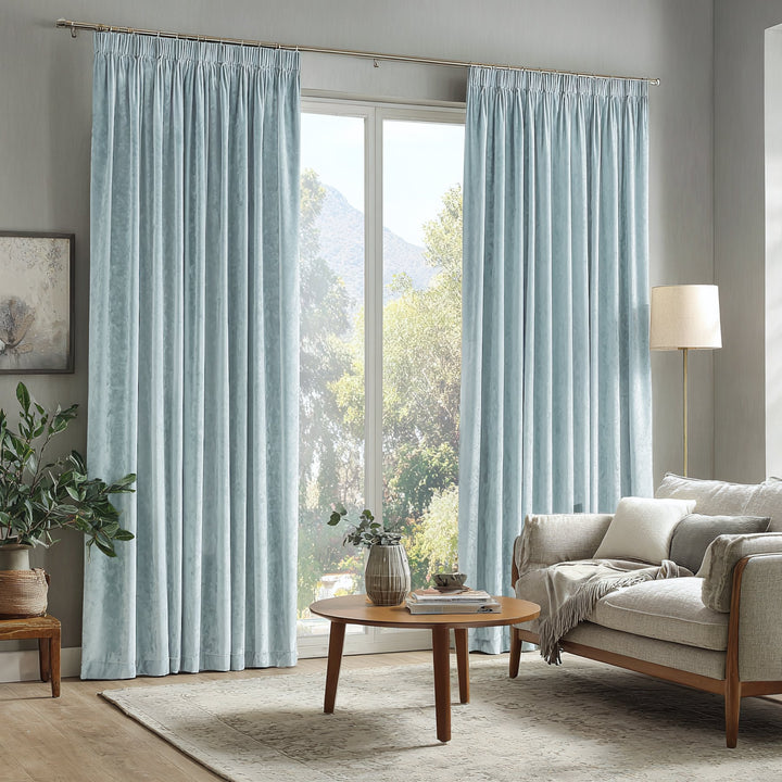Hue Velvet Blackout Noiseproof Pleated Curtains