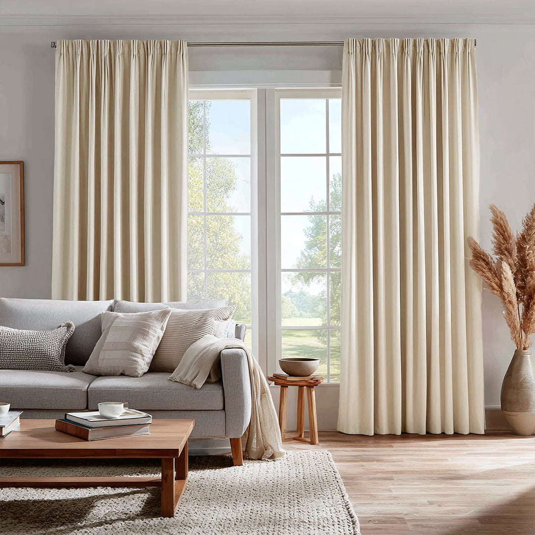 Celeste Cotton Pleated Blackout Curtains For Living Room Bedroom Soft Top
