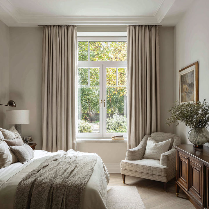 Tactile Linen And Cotton Blackout Pleated Curtains