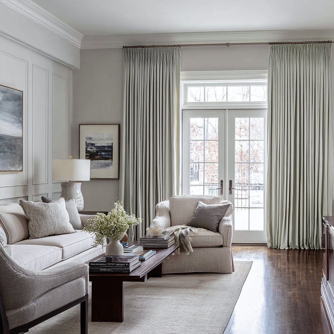 Eclipse 100% Blackout Linen Textured Pleated Curtains