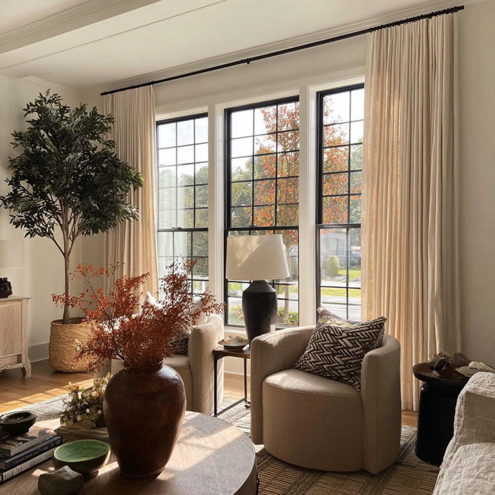 Linum Natural Linen Pleated Blackout Solid Curtains Custom Modern Drapes