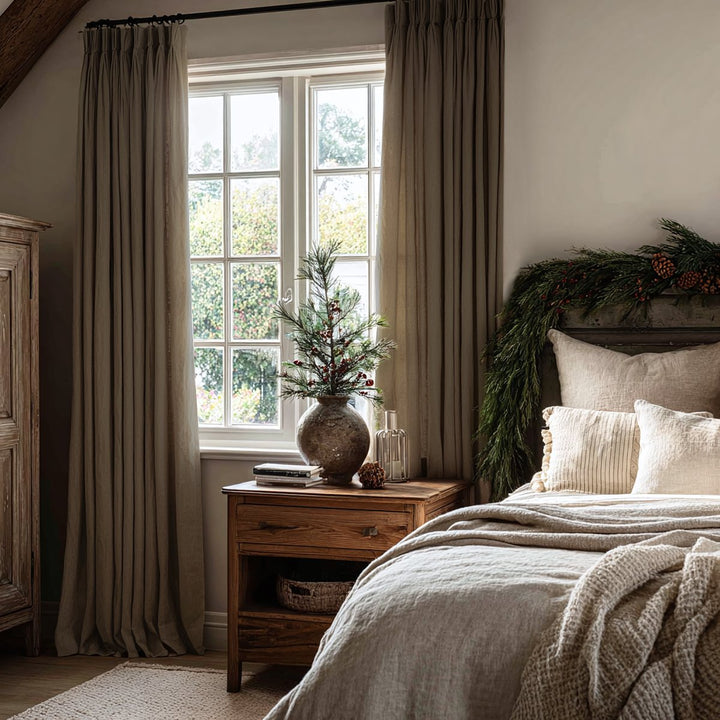Thrum Linen Draped Living Room Blackout Curtains