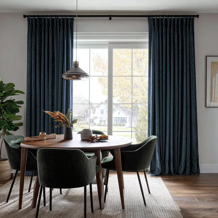 Nest Elegant Velvet Pleated Living Room Bedroom Thermal Curtains Grommet