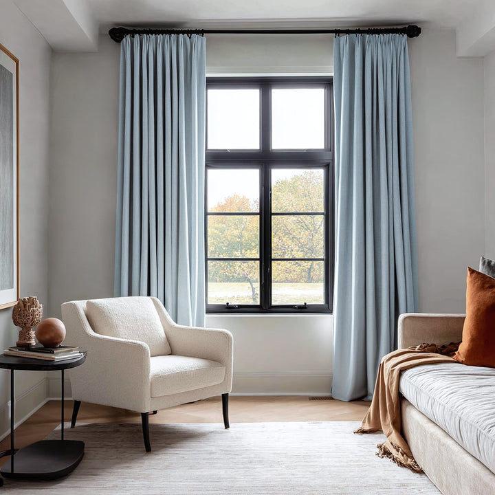 Solace Linen Solid Blackout Pleated Curtains