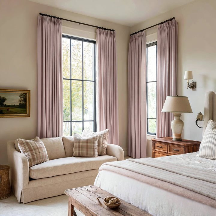 Eclipse 100% Blackout Linen Textured Pleated Curtains