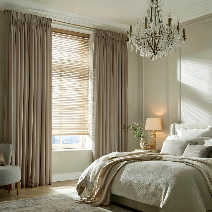 Vestige Belgian Linen Pleated Blackout Curtains For Living Room And Bedroom